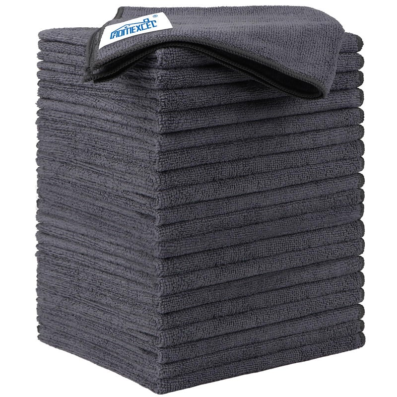 HOMEXCEL Grey Microfiber Cleaning Cloth 20 Pack 11.5 x 11.5 inch Microfiber Towels for Cars Ultra Absorbent Car Washing Cloth Lint Free Streak Free Cleaning Rags for Car Kitchen Window - Image 1